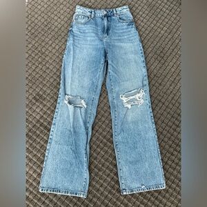 Garage Light Blue Distressed Flare Jeans